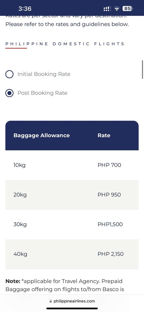 pal prepaid additional baggage.